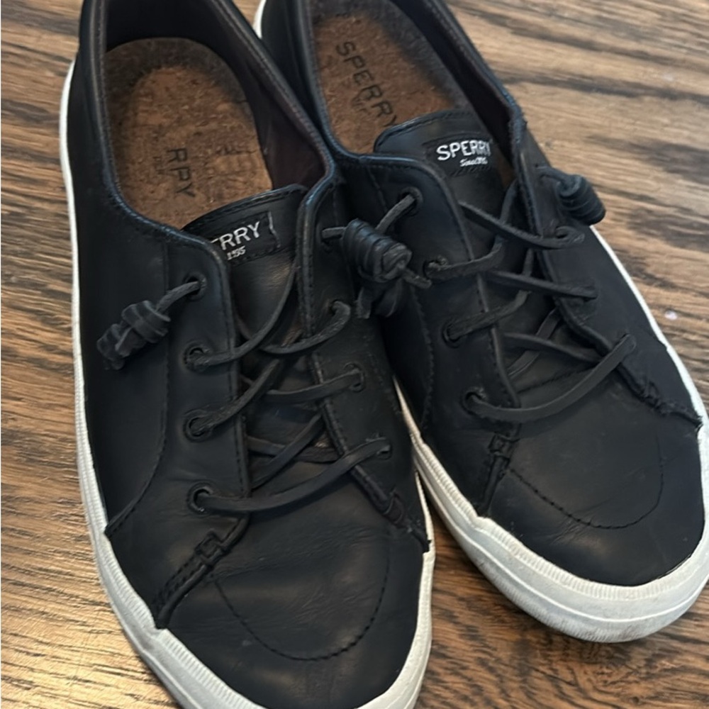 Sperry Men's Black Leather Boat Shoes